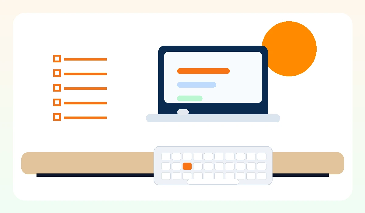 Daily productivity desk setup for typing practice habit tracking